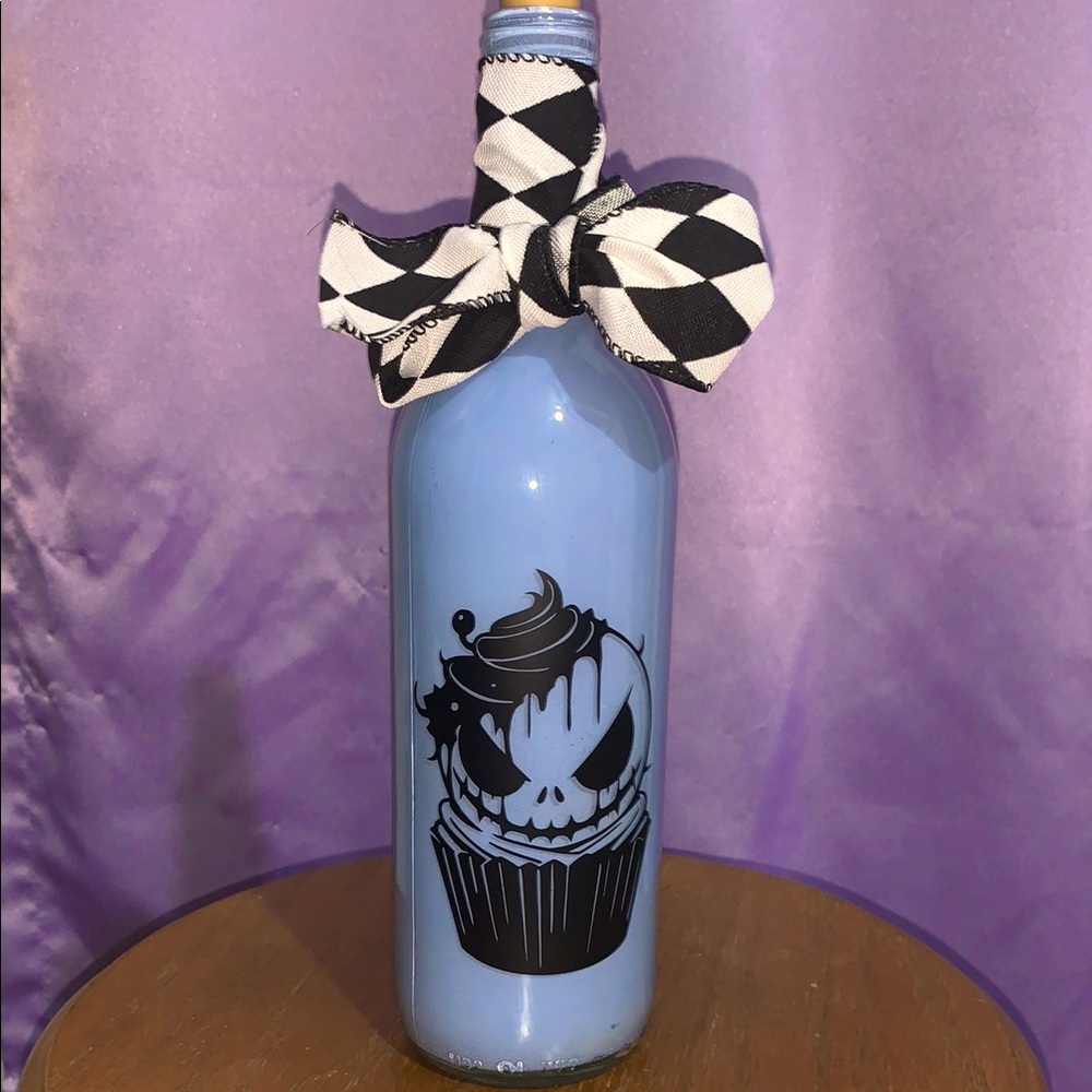 Hand Crafted- 'Jack' Blue Acrylic Pour Wine Bottle Lantern